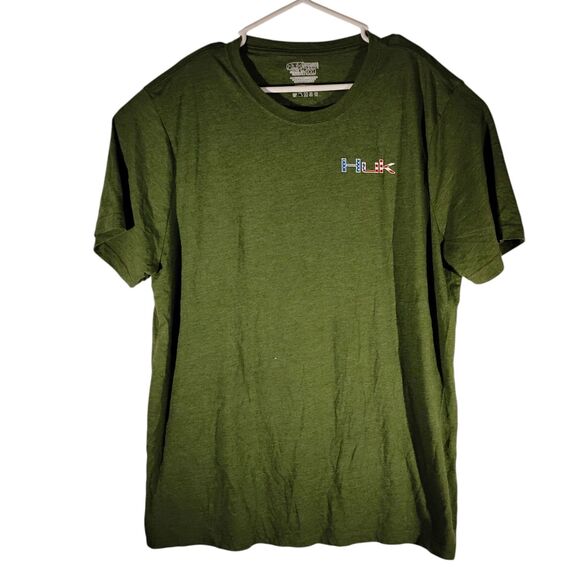 Huk tshirt mens 2XL XXL green performance fishing graphic tee american flag - Picture 2 of 9